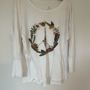 Floral Peace Sign White Top